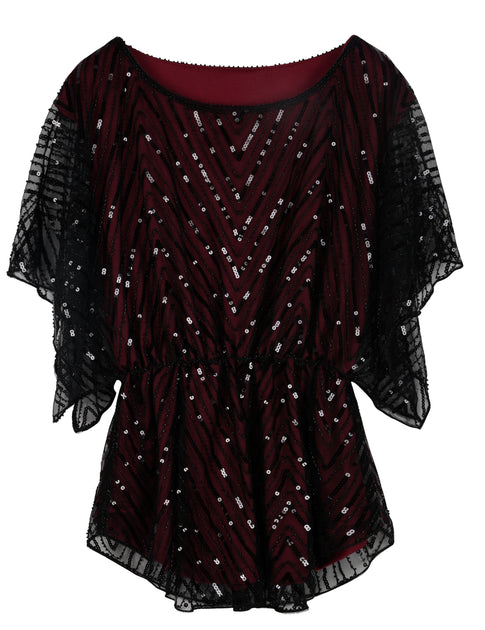 Women's Sequin Beaded Blouse Evening Dressy Tops – PrettyGuide