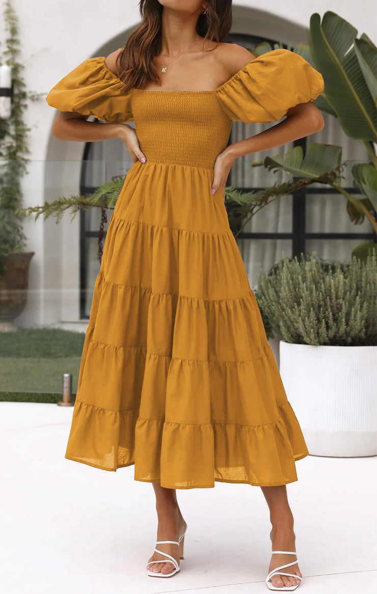 PrettyGuide Women's Off Shoulder Summer Midi Dress