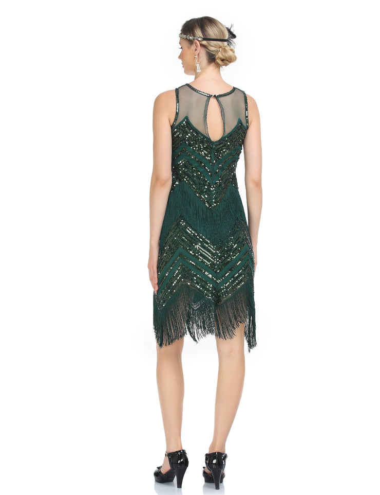 PrettyGuide Women's Sleeveless Sequin Beaded 1920s Flapper Dress