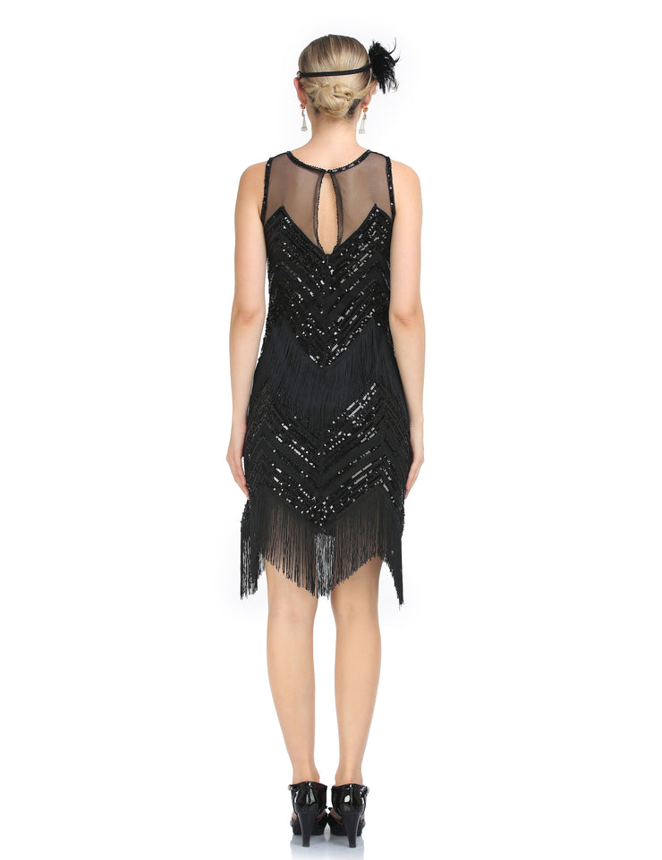 PrettyGuide Women's Sleeveless Sequin Beaded 1920s Flapper Dress