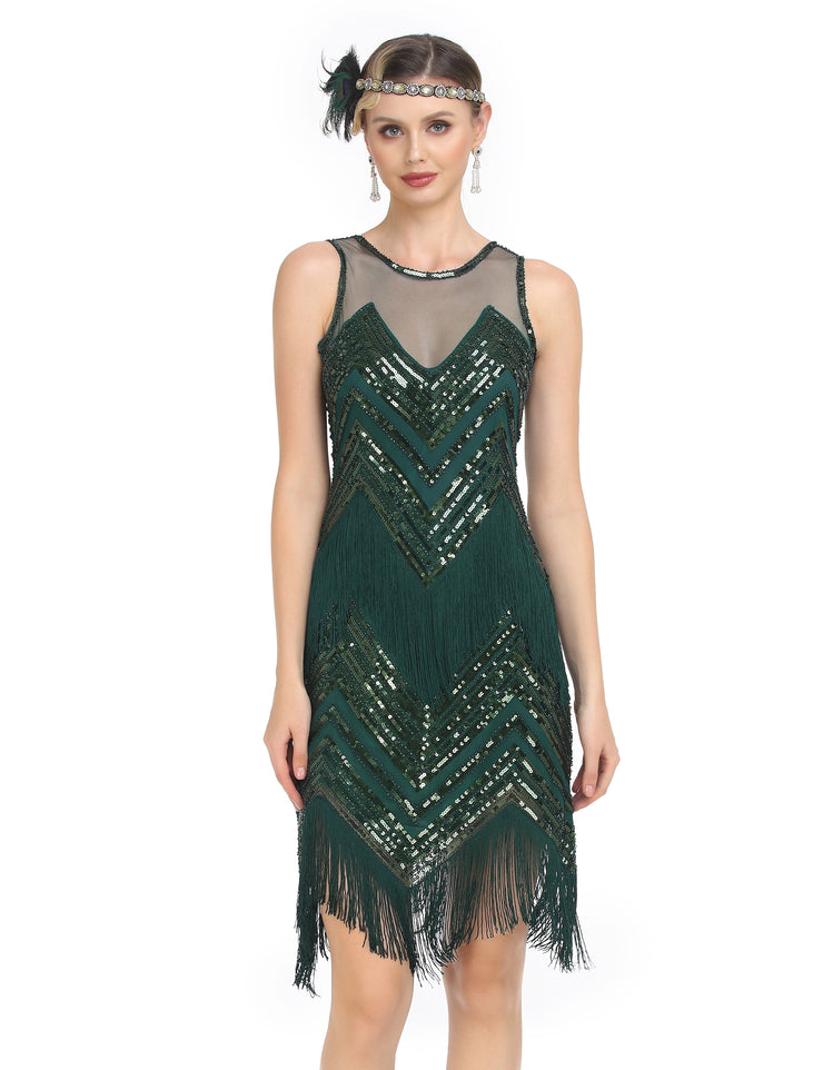 PrettyGuide Women's Sleeveless Sequin Beaded 1920s Flapper Dress