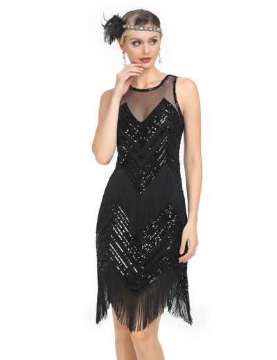 PrettyGuide Women's Sleeveless Sequin Beaded 1920s Flapper Dress