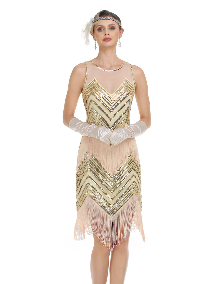 PrettyGuide Women's Sleeveless Sequin Beaded 1920s Flapper Dress