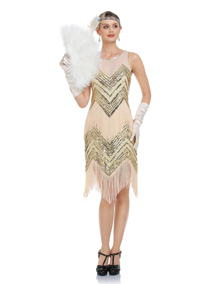 PrettyGuide Women's Sleeveless Sequin Beaded 1920s Flapper Dress