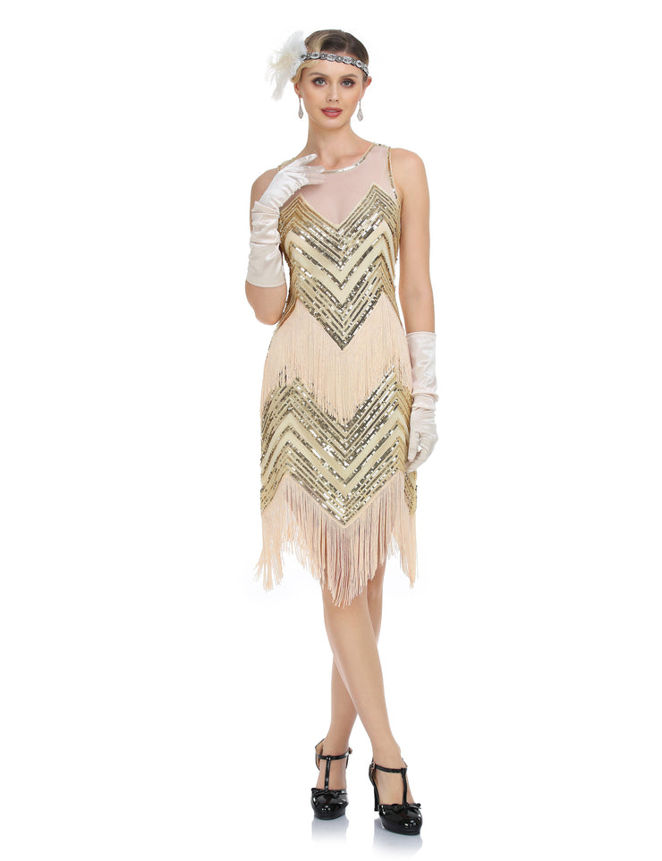 PrettyGuide Women's Sleeveless Sequin Beaded 1920s Flapper Dress