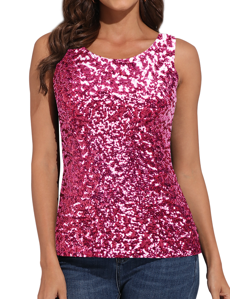 Women's Sparkly Sequin Tank Top Rave Party Vest Tops