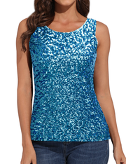 Women's Sparkly Sequin Tank Top Rave Party Vest Tops
