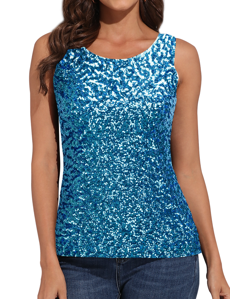 Women's Sparkly Sequin Tank Top Rave Party Vest Tops