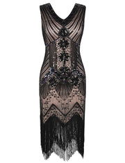 PrettyGuide Women 1920s Dress V Neck Beaded Sequin Deco Gatsby Inspired Flapper Dress