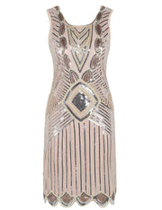 PrettyGuide Women's 1920s Gatsby Sequin Art Deco Scalloped Hem Inspired Flapper Dress