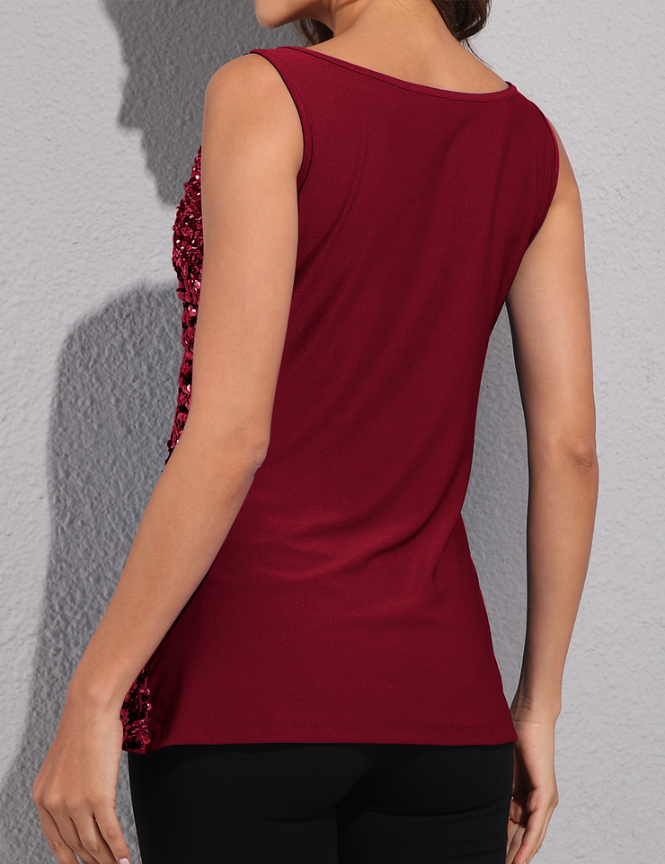 Women's Sparkly Sequin Tank Top Rave Party Vest Tops