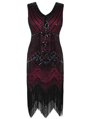 PrettyGuide Women 1920s Dress V Neck Beaded Sequin Deco Gatsby Inspired Flapper Dress