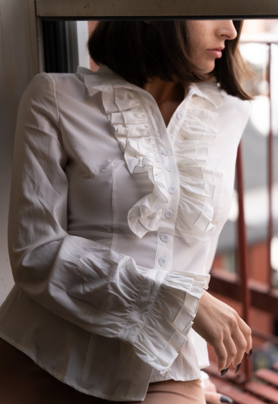 PrettyGuide Women Retro Stand Up Collar Lotus Ruffle Victoria Shirts Blouse