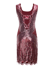 PrettyGuide Women's 1920s Gatsby Sequin Art Deco Scalloped Hem Inspired Flapper Dress