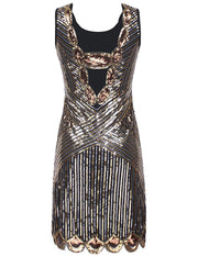 PrettyGuide Women's 1920s Gatsby Sequin Art Deco Scalloped Hem Inspired Flapper Dress