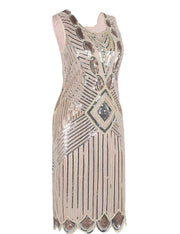 PrettyGuide Women's 1920s Gatsby Sequin Art Deco Scalloped Hem Inspired Flapper Dress