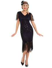 PrettyGuide Women Great Gatsby Dress Short Sleeve
