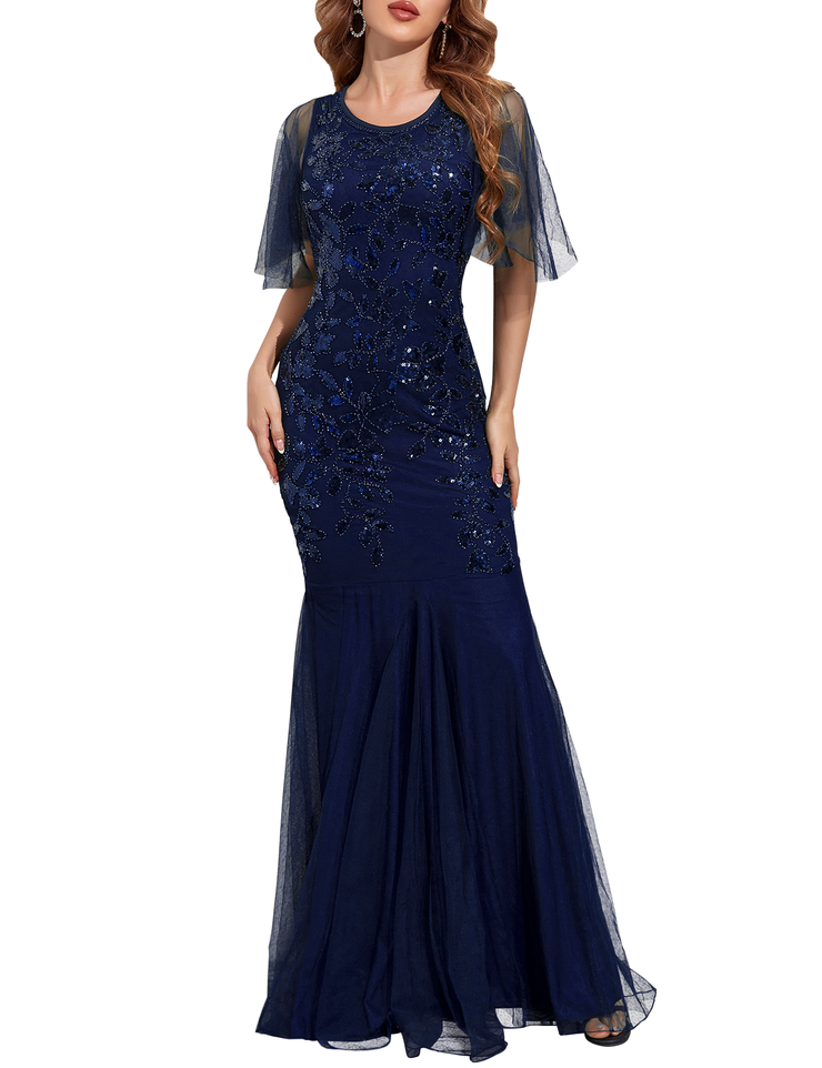PrettyGuide Women's Mermaid Hem Maxi Long Formal Ball Gown