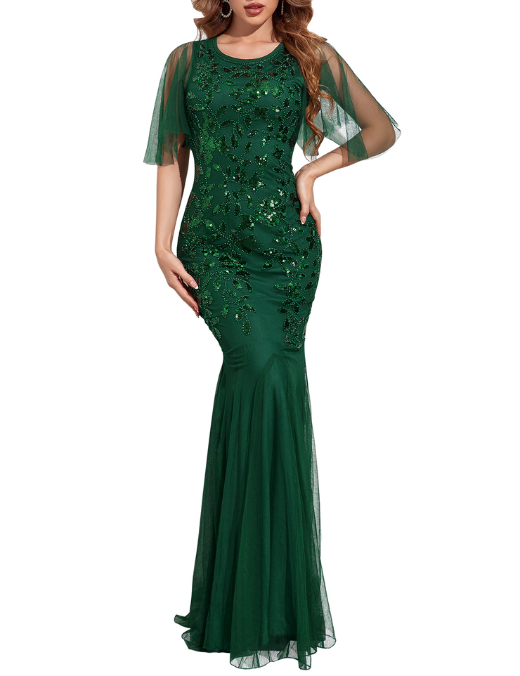 PrettyGuide Women's Mermaid Hem Maxi Long Formal Ball Gown