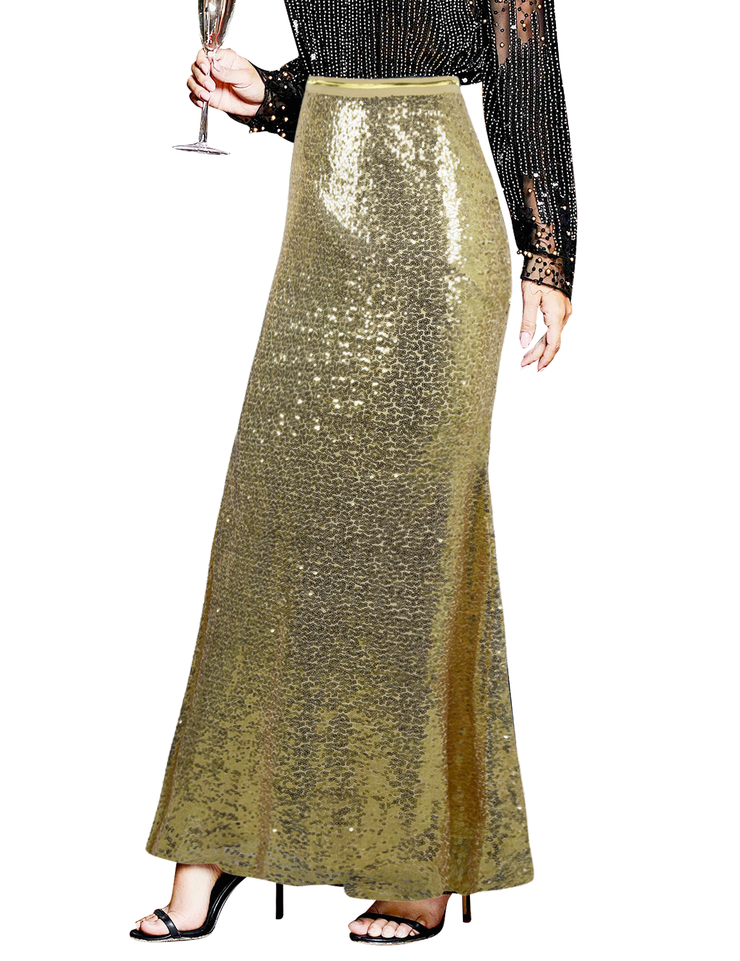 PrettyGuide Women's Glitter Sequin Maxi Skirt