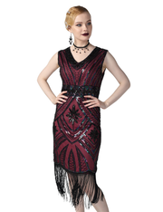 PrettyGuide Women's 1920s Flapper Dress Glam Sequin Inspired Beaded Cocktail Dress