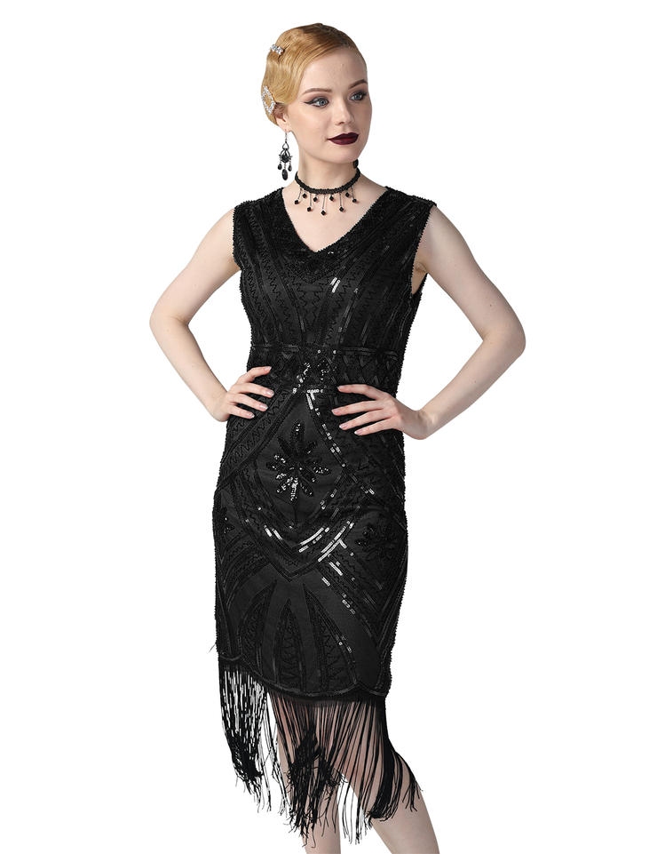 PrettyGuide Women's 1920s Flapper Dress Glam Sequin Inspired Beaded Cocktail Dress