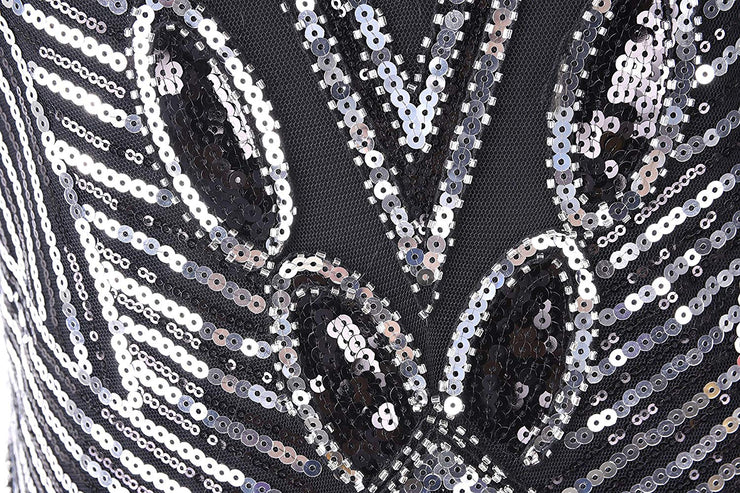 PrettyGuide Women's 1920s Gatsby Sequin Art Deco Scalloped Hem Inspired Flapper Dress