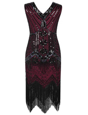 PrettyGuide Women 1920s Dress V Neck Beaded Sequin Deco Gatsby Inspired Flapper Dress