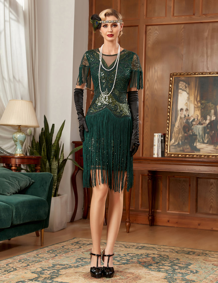 PrettyGuide Women's Art Deco Cocktail Flapper Dress with Sleeves