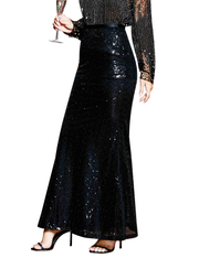 PrettyGuide Women's Glitter Sequin Maxi Skirt