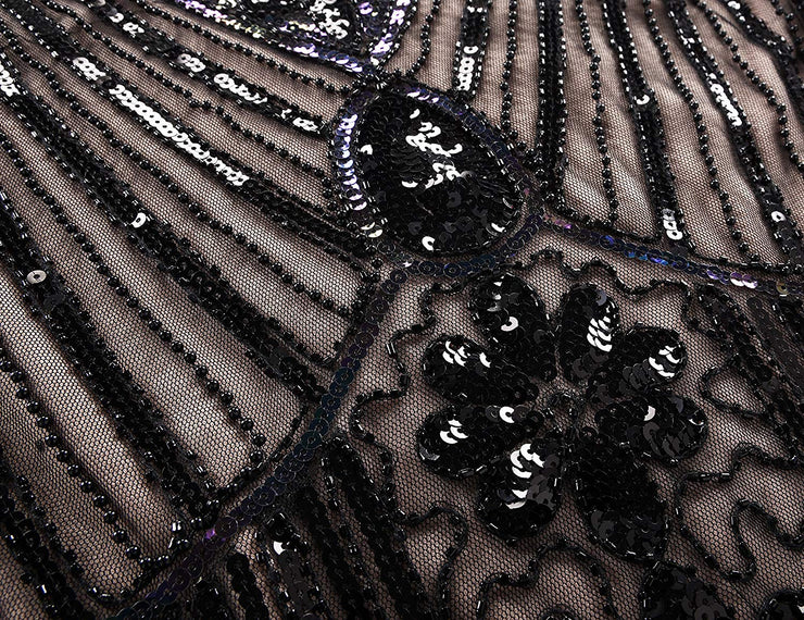 PrettyGuide Women 1920s Dress V Neck Beaded Sequin Deco Gatsby Inspired Flapper Dress
