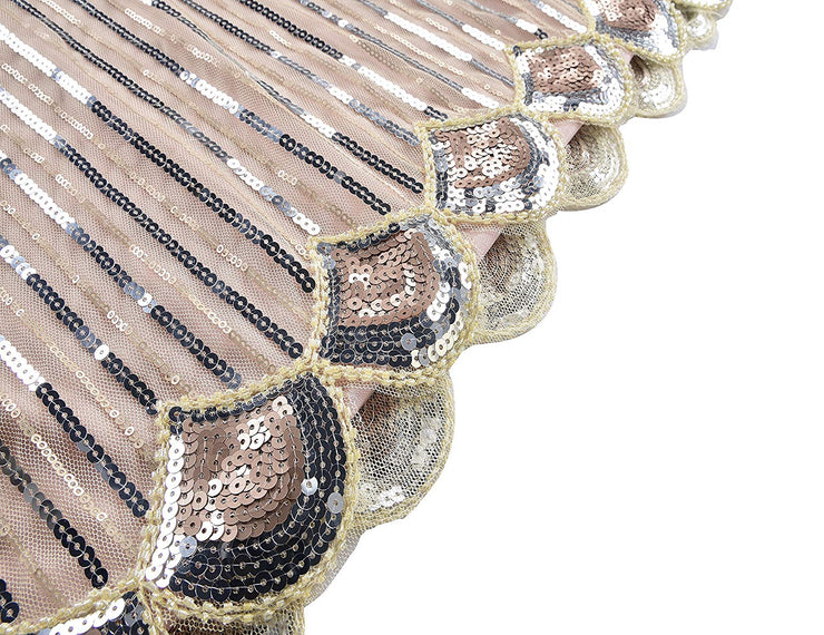 PrettyGuide Women's 1920s Gatsby Sequin Art Deco Scalloped Hem Inspired Flapper Dress