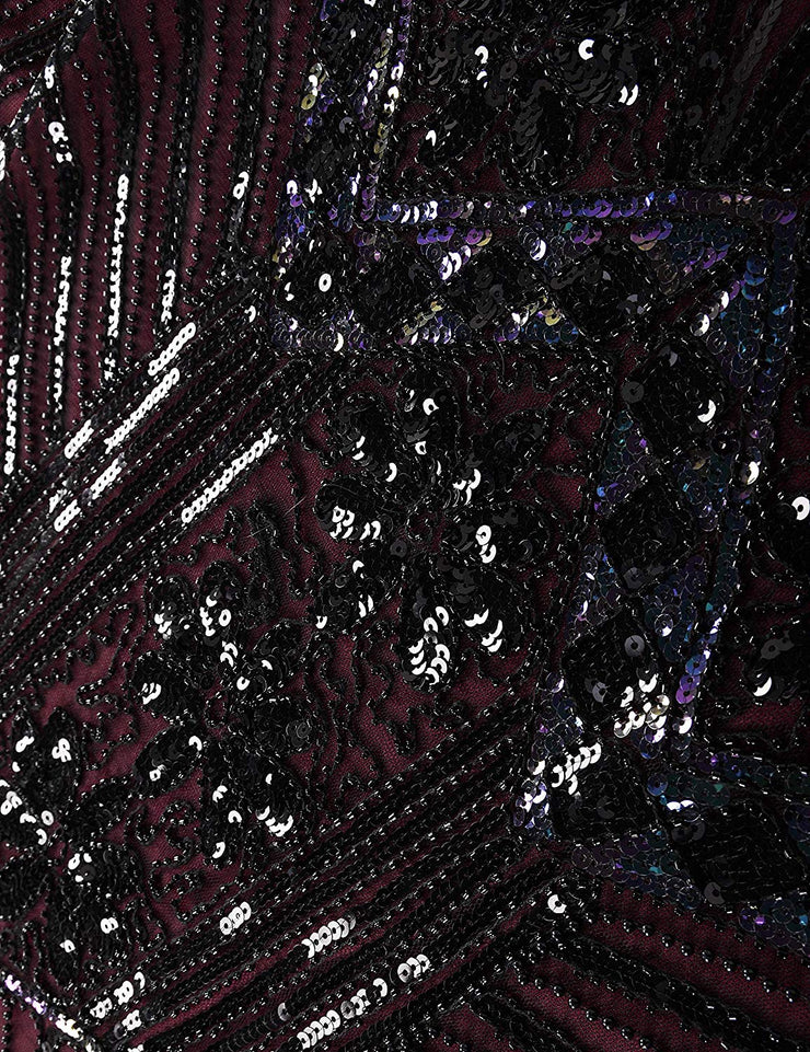 PrettyGuide Women 1920s Dress V Neck Beaded Sequin Deco Gatsby Inspired Flapper Dress