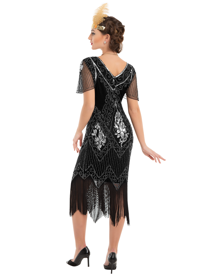 PrettyGuide Women Great Gatsby Dress Short Sleeve