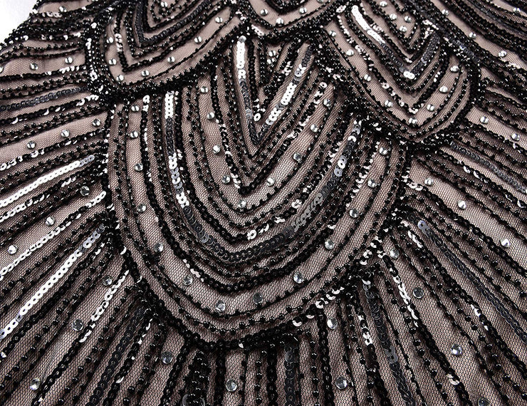 PrettyGuide Women's 1920s Flapper Dress Crystal Sequin Embellished Fringed Gatsby Dress