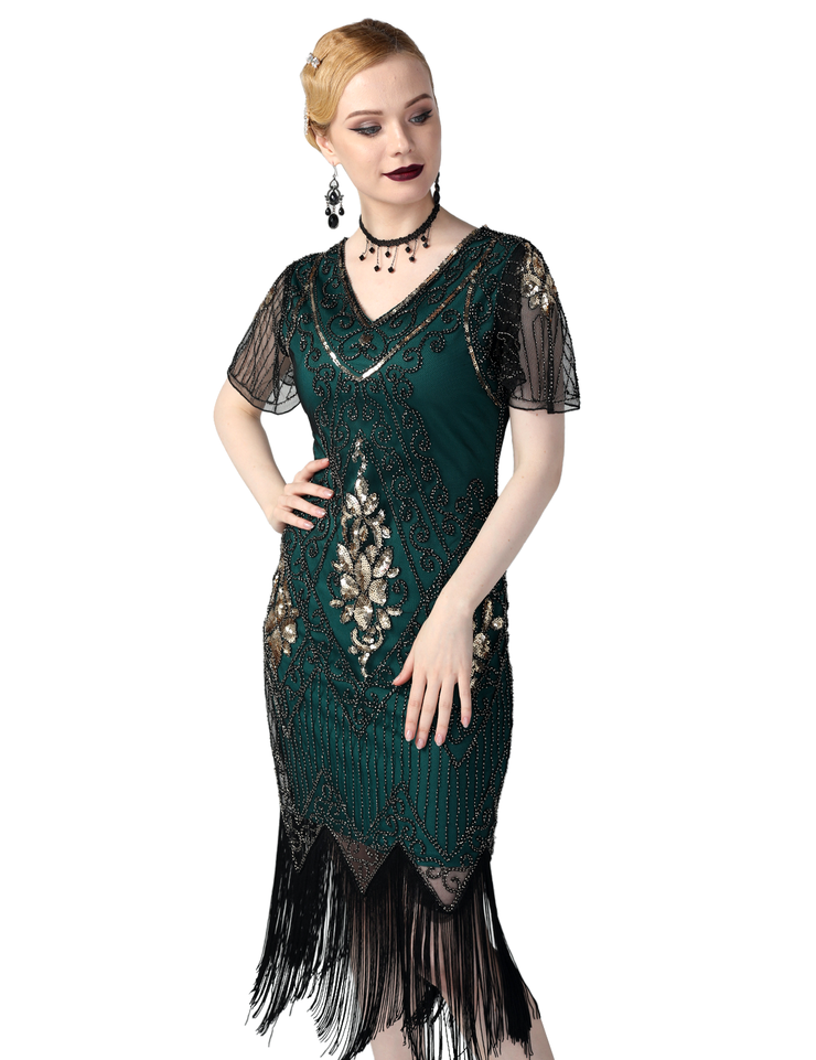PrettyGuide Women Great Gatsby Dress Short Sleeve