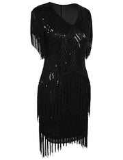 PrettyGuide Women's Flapper Dress Weaving Fringed Sequined 1920s Inspired Cocktail Dress