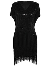 PrettyGuide Women's Flapper Dress Weaving Fringed Sequined 1920s Inspired Cocktail Dress