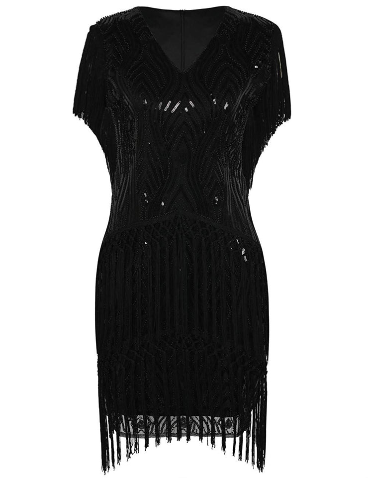 PrettyGuide Women's Flapper Dress Weaving Fringed Sequined 1920s Inspired Cocktail Dress