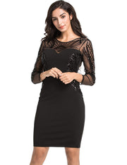 PrettyGuide Women Cocktail Dress Sequin Deco Long Sleeve Sheath Pencil Formal Dress