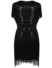 PrettyGuide Women's Flapper Dress Weaving Fringed Sequined 1920s Inspired Cocktail Dress