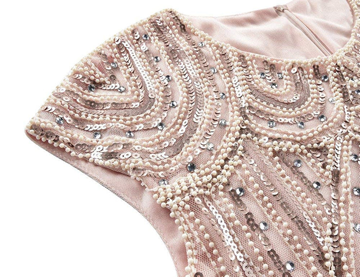 PrettyGuide Women's 1920s Flapper Dress Crystal Sequin Embellished Fringed Gatsby Dress