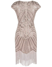PrettyGuide Women's 1920s Flapper Dress Crystal Sequin Embellished Fringed Gatsby Dress