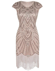 PrettyGuide Women's 1920s Flapper Dress Crystal Sequin Embellished Fringed Gatsby Dress