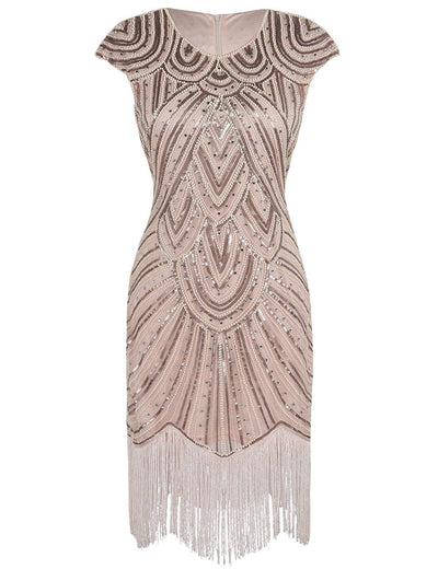 PrettyGuide Women's 1920s Flapper Dress Crystal Sequin Embellished Fringed Gatsby Dress