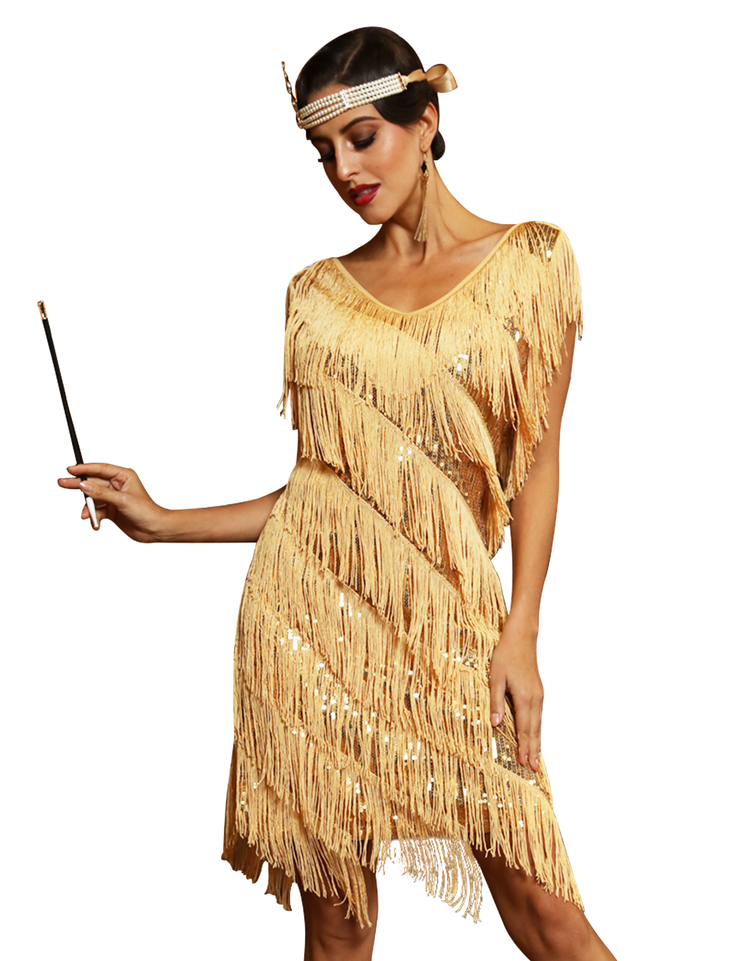 PrettyGuide Women s Sequined Fringe Flapper Dress