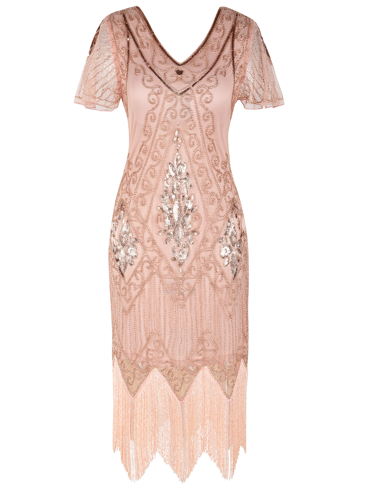 PrettyGuide Women Great Gatsby Dress Short Sleeve