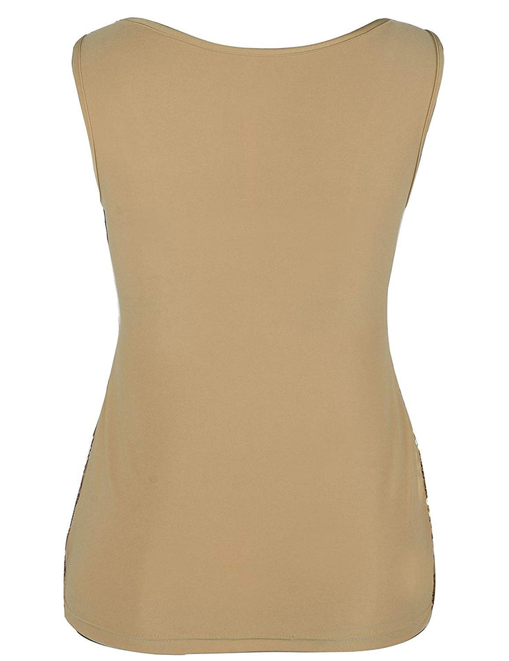 PrettyGuide Women's Sequin Top Slim Stretchy Sparkle Tank Top Party Top