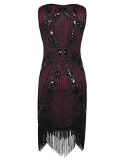 PrettyGuide Women's 1920s Gatsby Dress Art Deco Sequin Fringed Flapper Dress