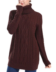 PrettyGuide Women's Long Sweater Turtleneck Cable Knit Tunic Sweater Tops